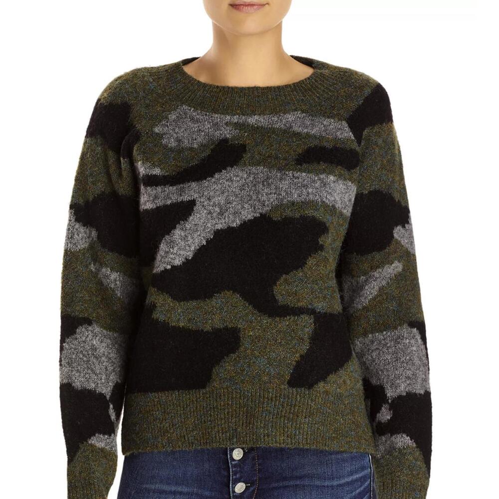 AQUA Green Camo-Print Knit Sweater (Bloomingdale's Exclusive) - Size - Medium